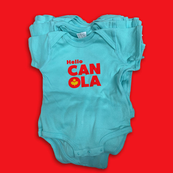 Hello Canola baby onesie